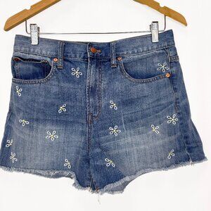 Madewell Women's Size 29 Daisy Embroidered Edition Perfect Jean Shorts Hi-